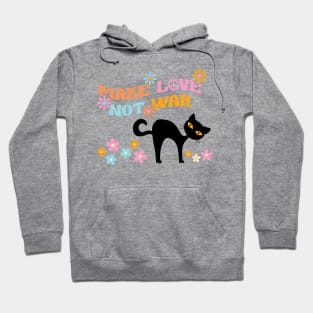 Retro Cat Make Love Not War Vintage Mid Century Cat Hoodie